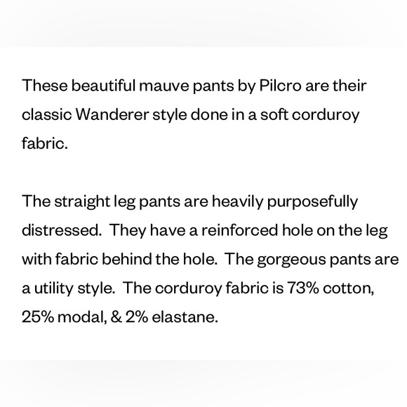 Anthropologie NWT Pilcro The Wanderer Corduroy Pants 20W. - Picture 7 of 7